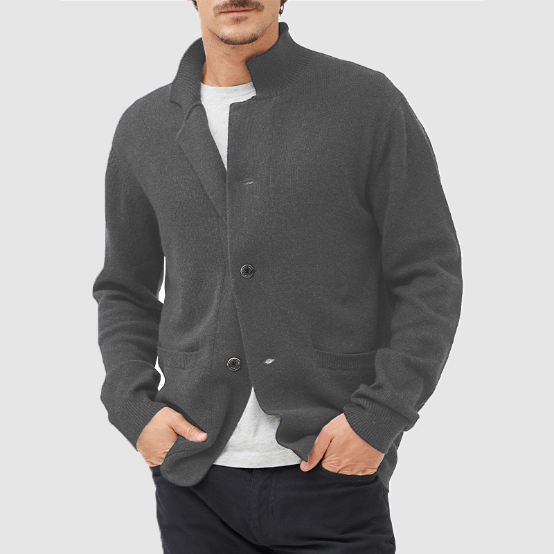 Men's Knitted Blazer Cardigan – Brevin in Grey, front view