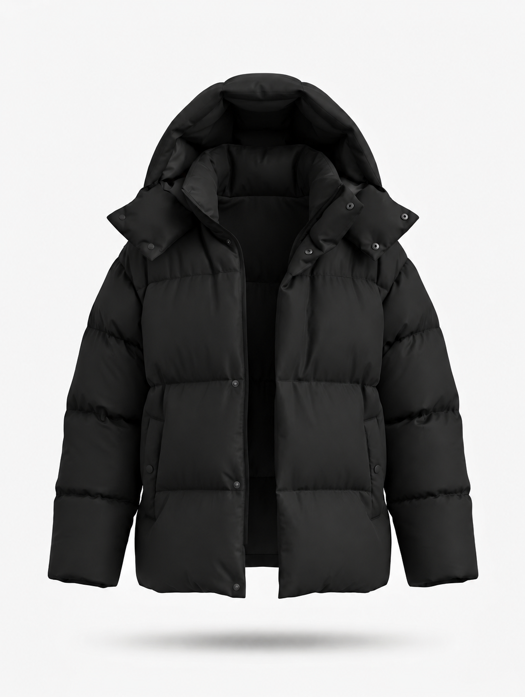 Malham women's hooded puffer jacket in Black – front view