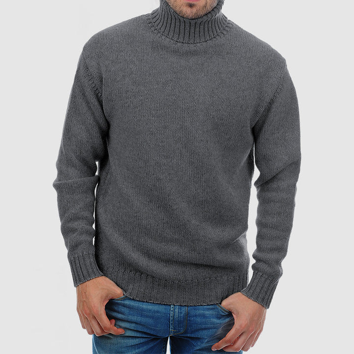 Men's Chunky Roll Neck Jumper – Blakeney in Grey, front view