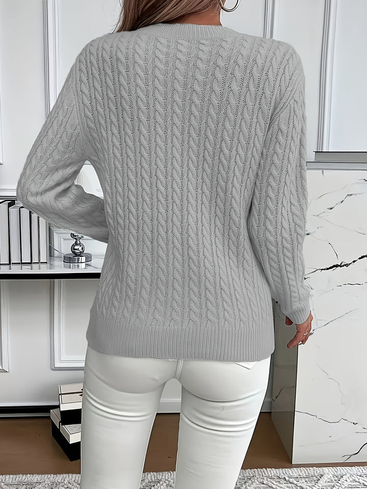 Women's cable knit jumper Rosalina in Grey – back view
