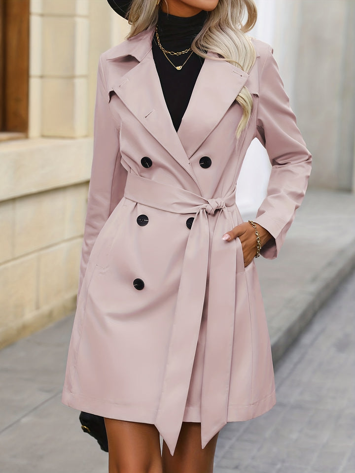 Women's trench coat Zadie in Lela Pink – belted front view