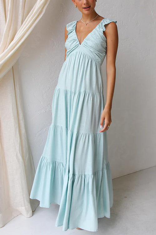 Juliet - V-neck Ruffle Maxi Dress