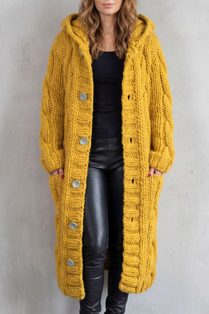 Women's Oversized Hooded Cable Knit Cardigan Coat – Primrose