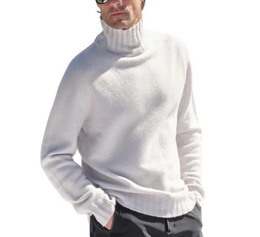 Men's Soft Knit Roll Neck Jumper – Kaius in White, front view