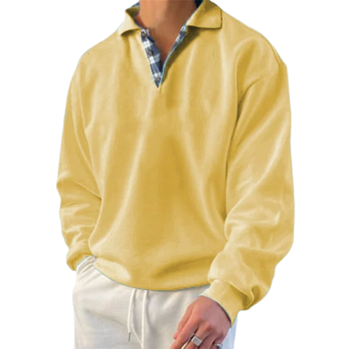 Men's Polo Collar Jumper – Elian in Yellow, front view