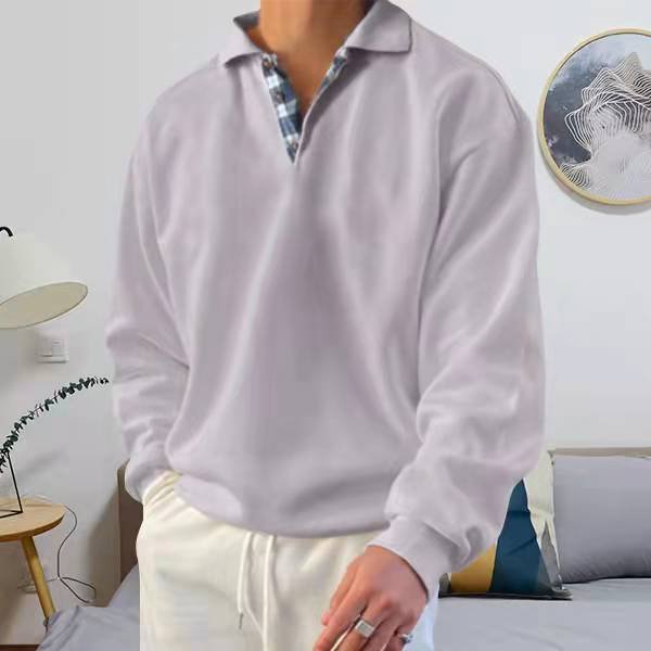 Men's Polo Collar Jumper – Elian in Grey, front view