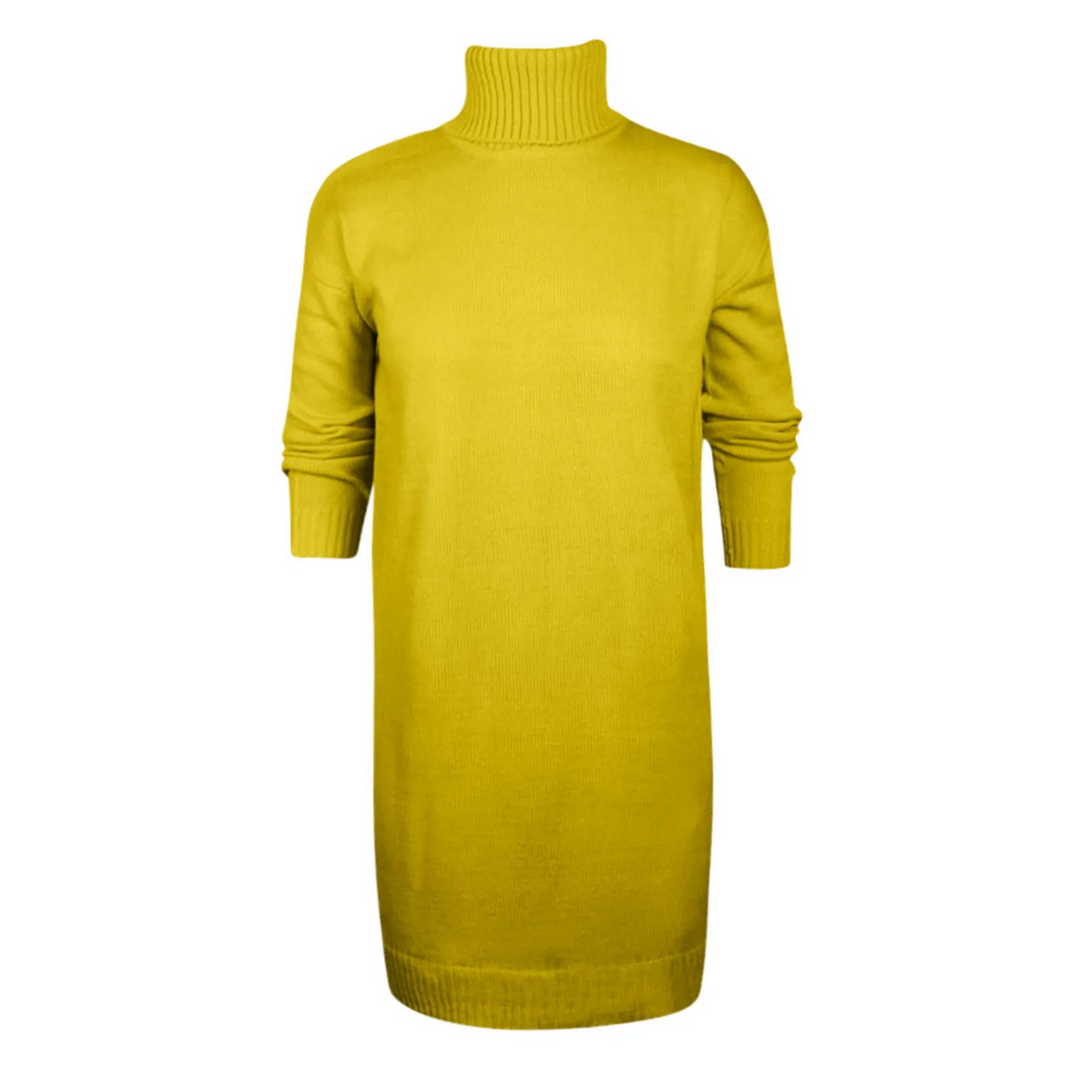 Women's Turtleneck Knit Jumper Dress Long Sleeve