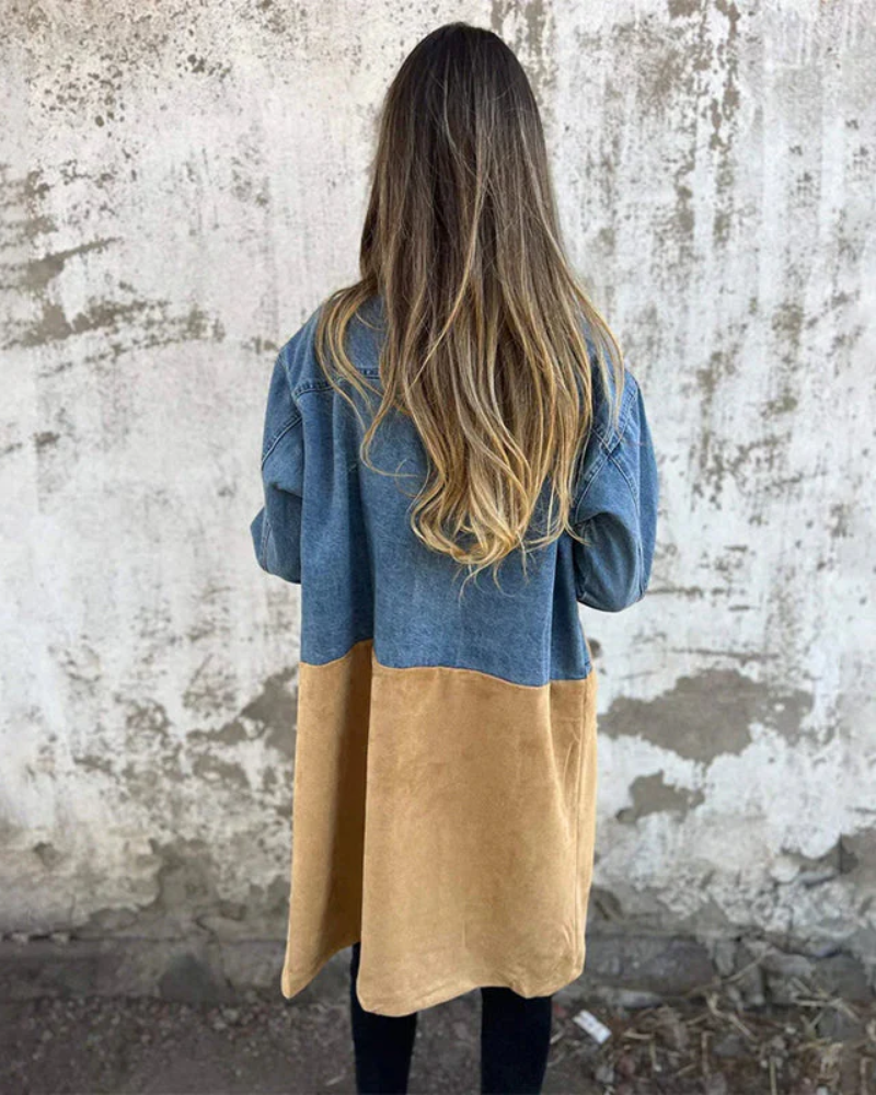 Marites - Denim and camel coat