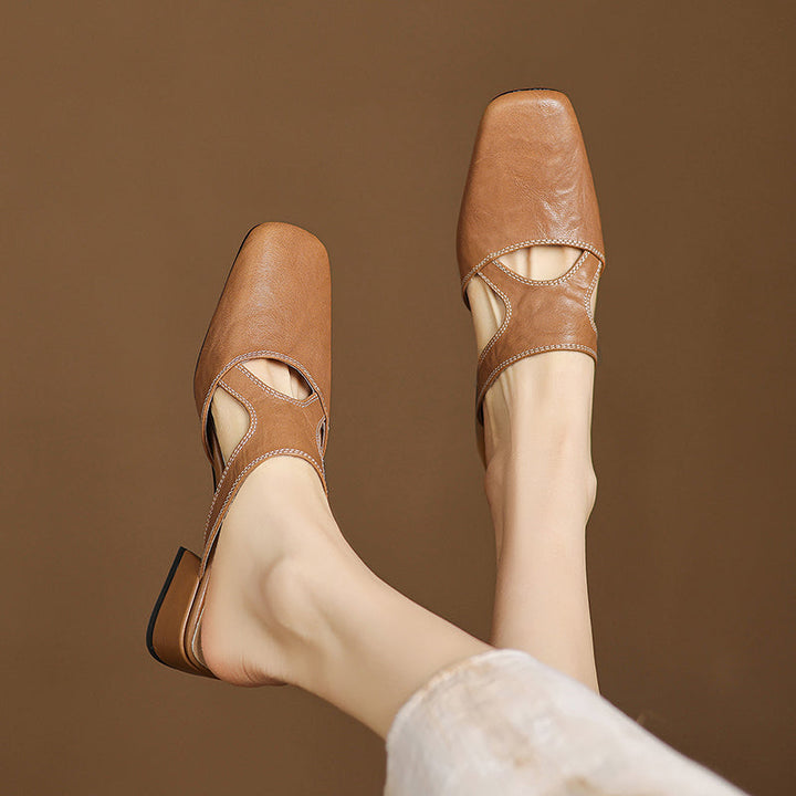 Women's Leather Block Heel Mules – Dessa