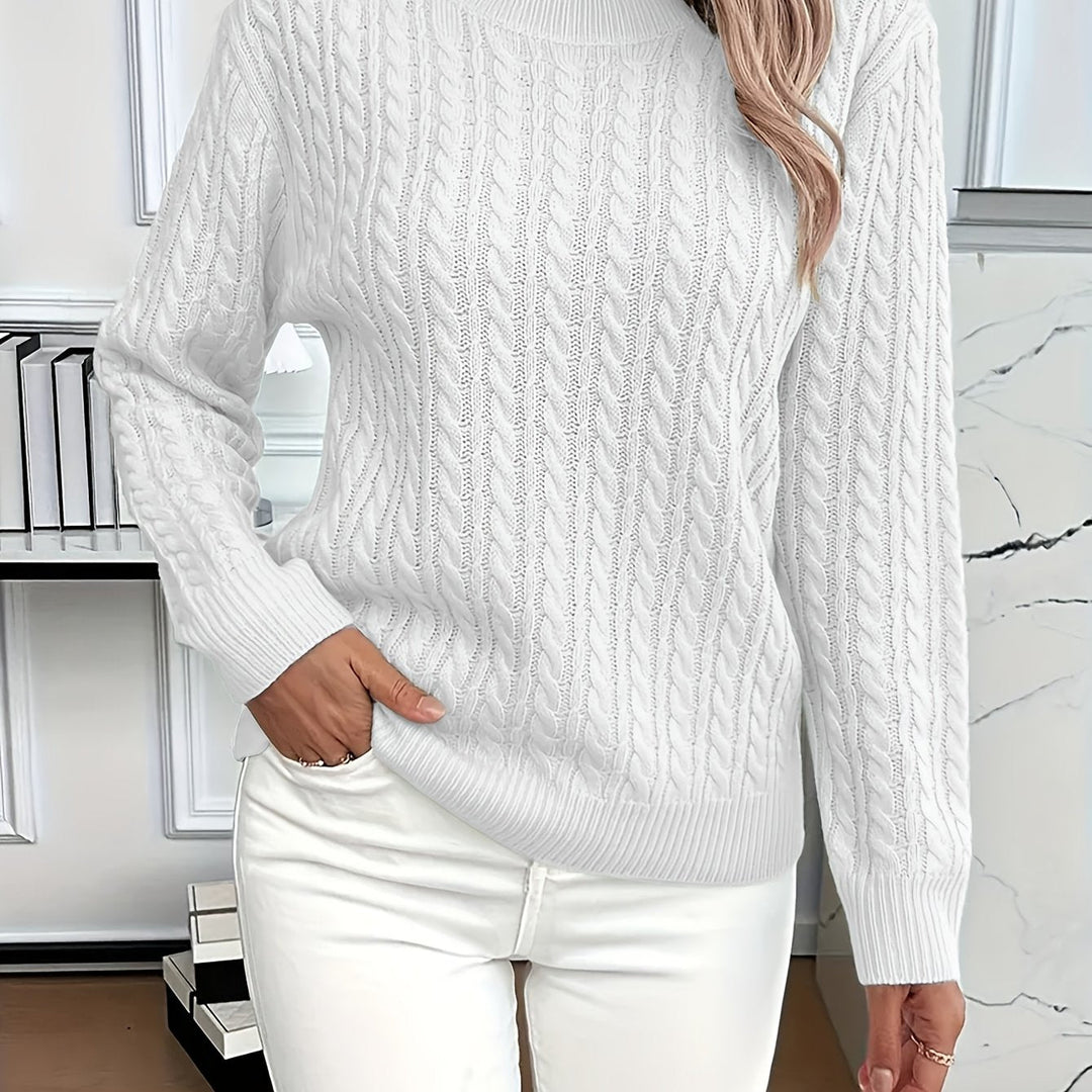 Women's cable knit jumper Rosalina in White – front view