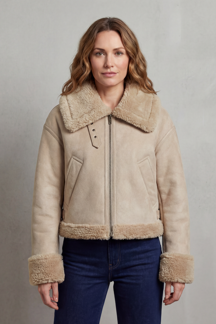 Women's Reversible Fleece Cropped Aviator Jacket – Iris