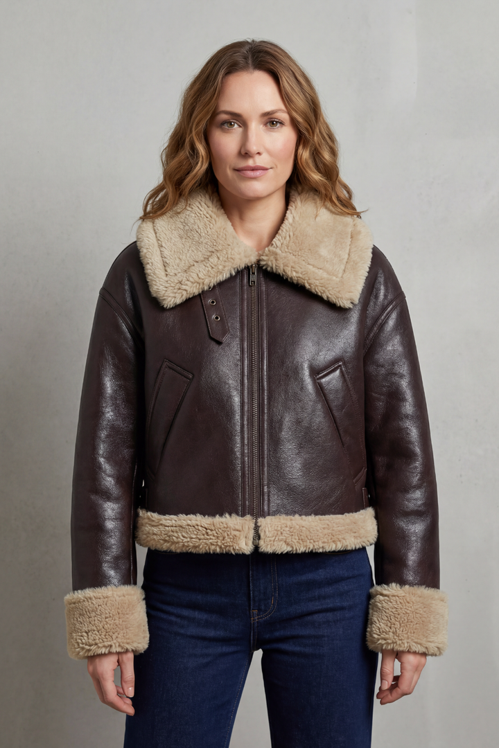 Women's Reversible Fleece Cropped Aviator Jacket – Iris