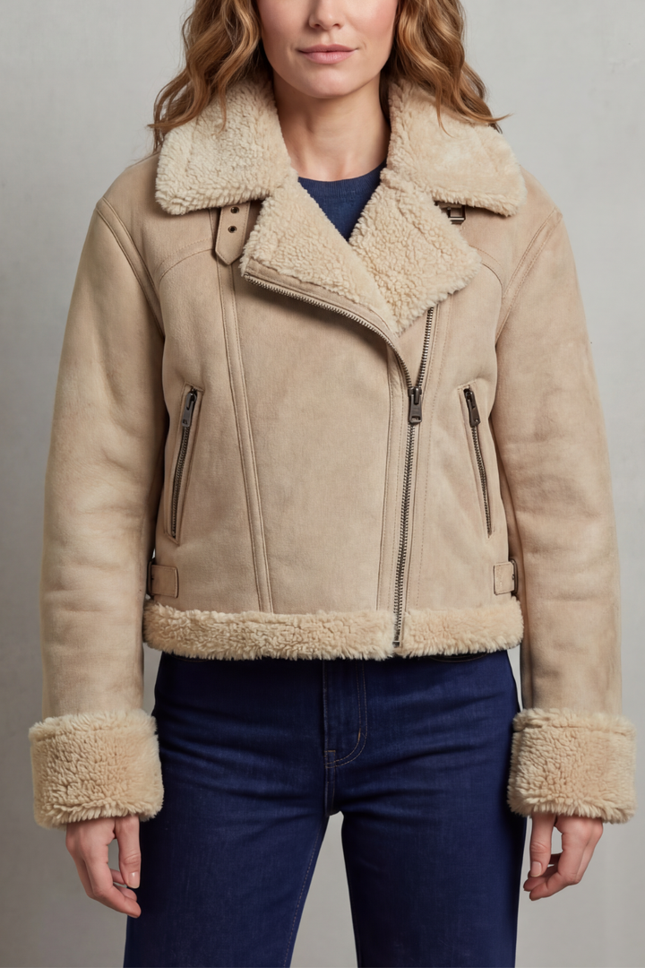Women's Reversible Fleece Cropped Aviator Jacket – Iris