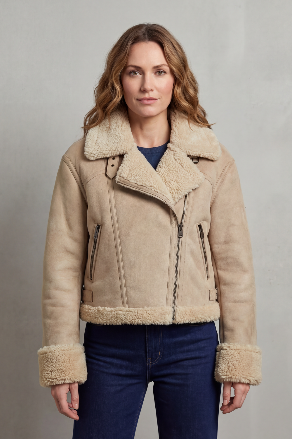 Women's Reversible Fleece Cropped Aviator Jacket – Iris