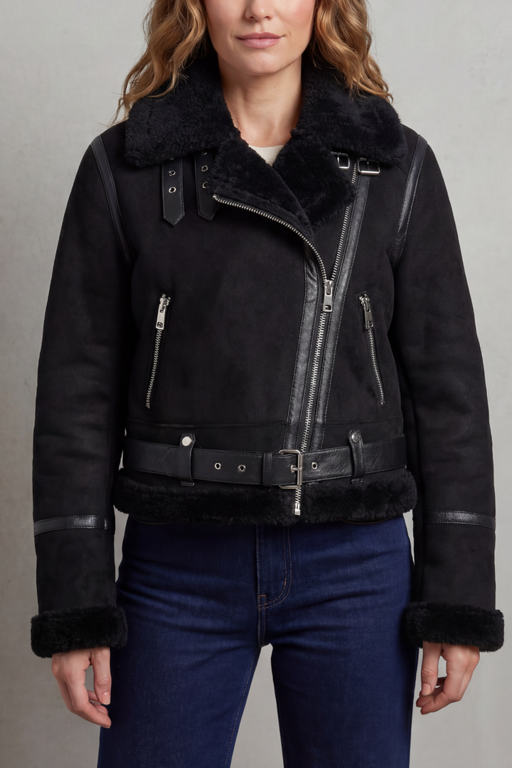 Women's Reversible Fleece Cropped Aviator Jacket – Iris