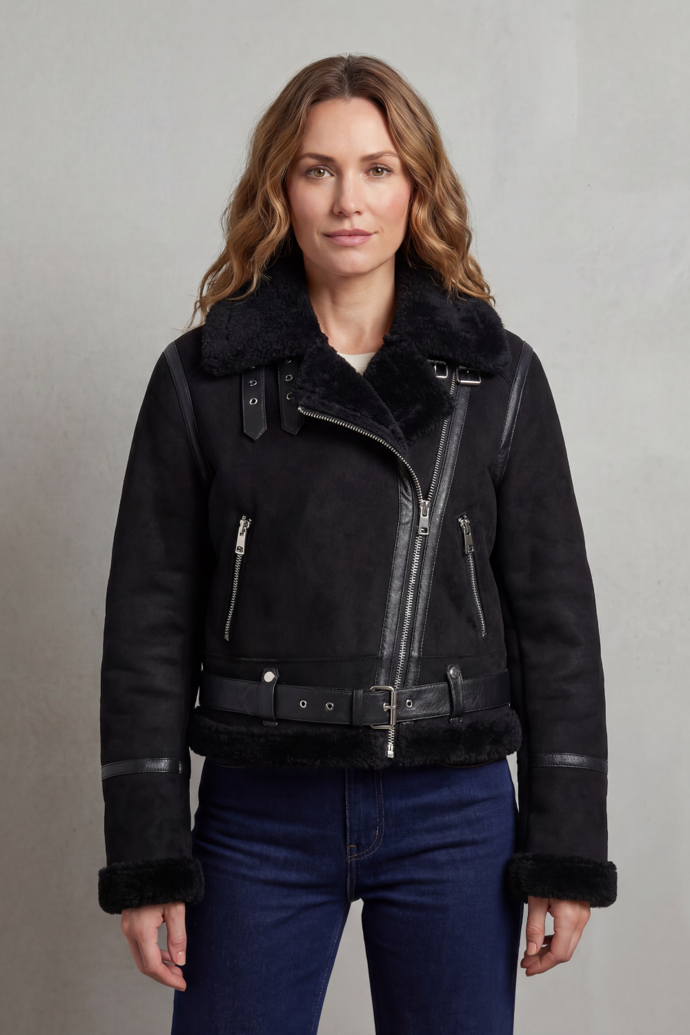 Women's Reversible Fleece Cropped Aviator Jacket – Iris