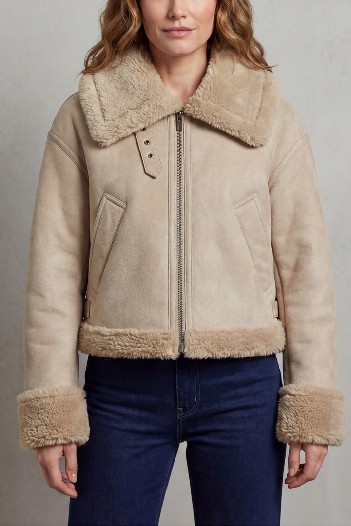 Women's Reversible Fleece Cropped Aviator Jacket – Iris