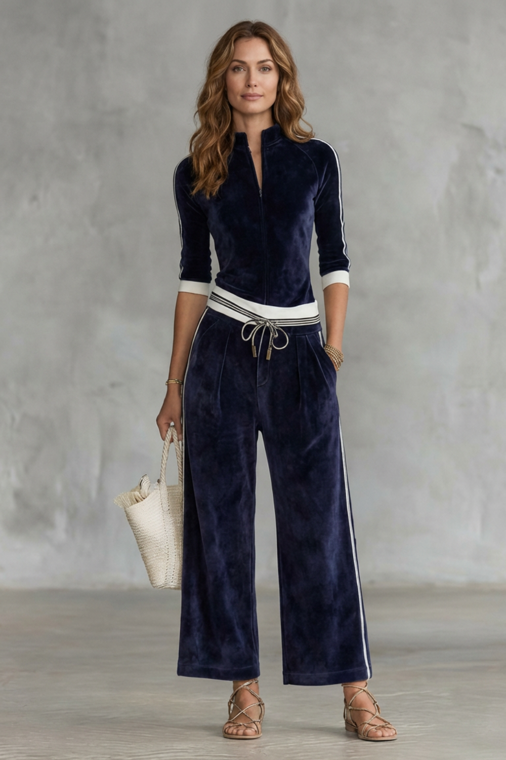 Women's Velour Zip-Up Top and Trouser Co-ord Set - Florvienne