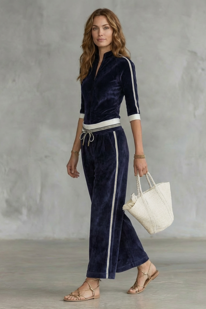 Women's Velour Zip-Up Top and Trouser Co-ord Set - Florvienne