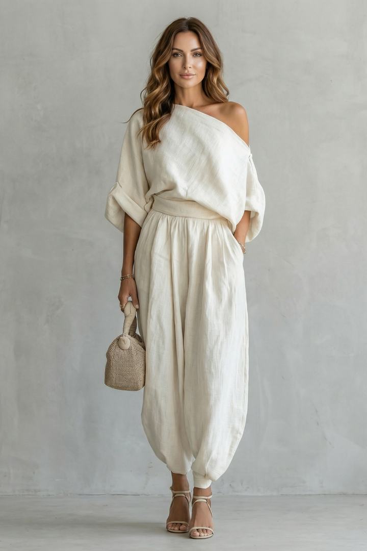 Women's Off-Shoulder Top and Trouser Co-ord Set - Amberlise