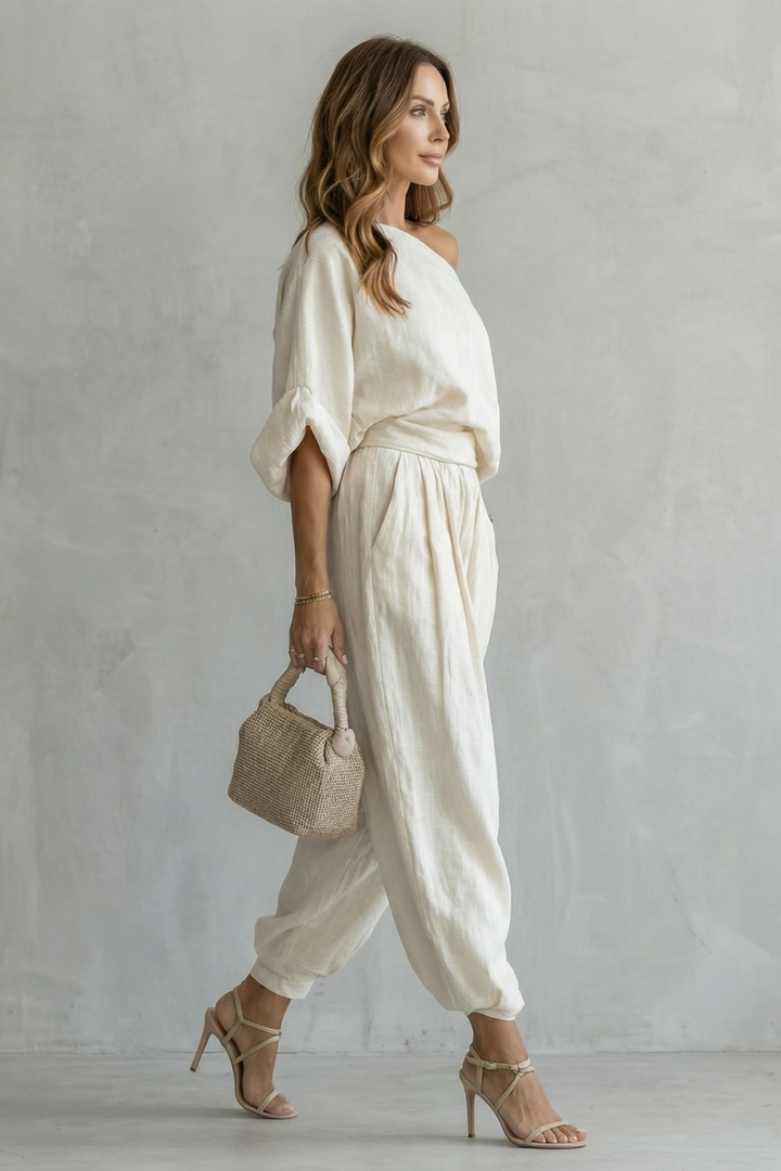 Women's Off-Shoulder Top and Trouser Co-ord Set - Amberlise