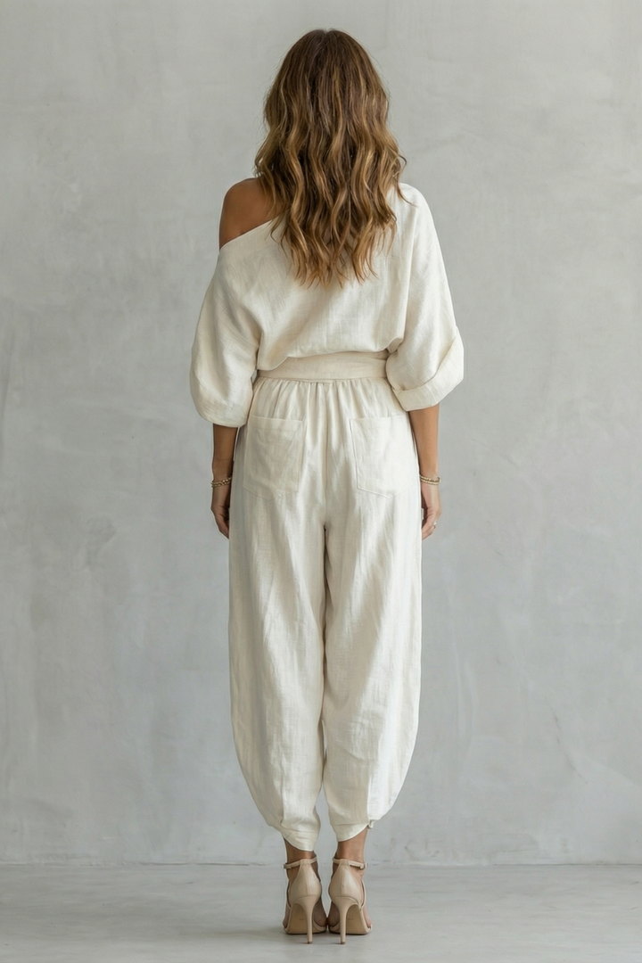 Women's Off-Shoulder Top and Trouser Co-ord Set - Amberlise