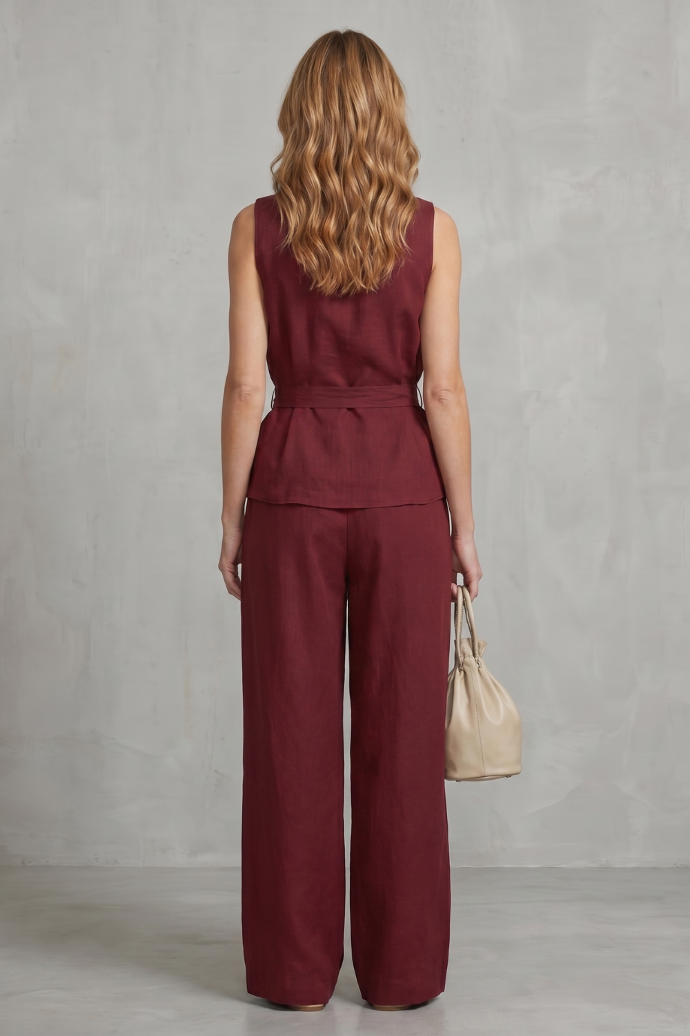 Women's Tie Waist Top and Wide Leg Trouser Co-ord Set - Beaurielle