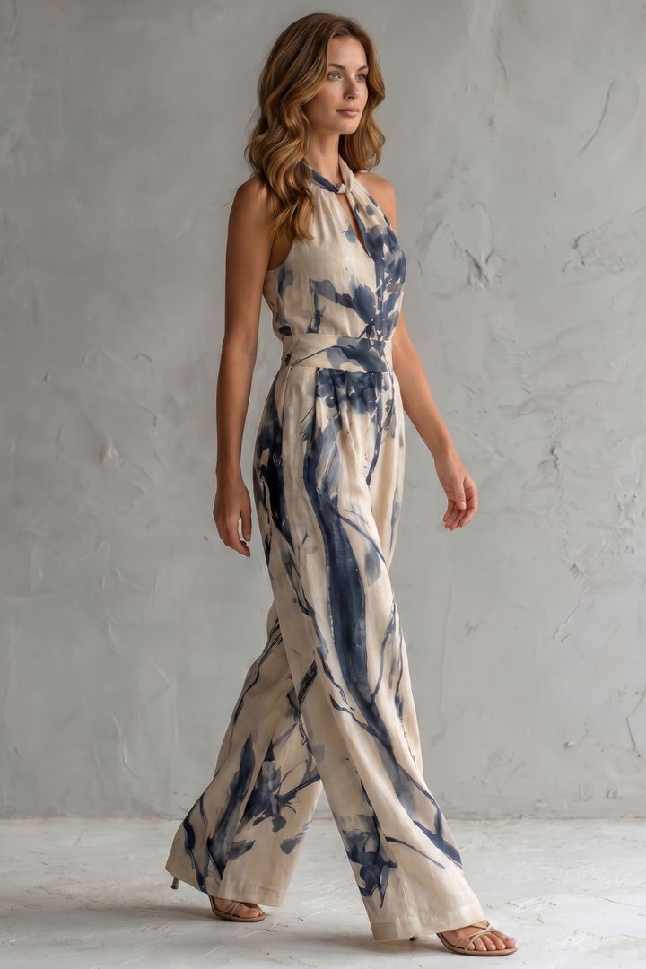 Women's Halter Neck Wide Leg Jumpsuit with Pockets - Jenvieve