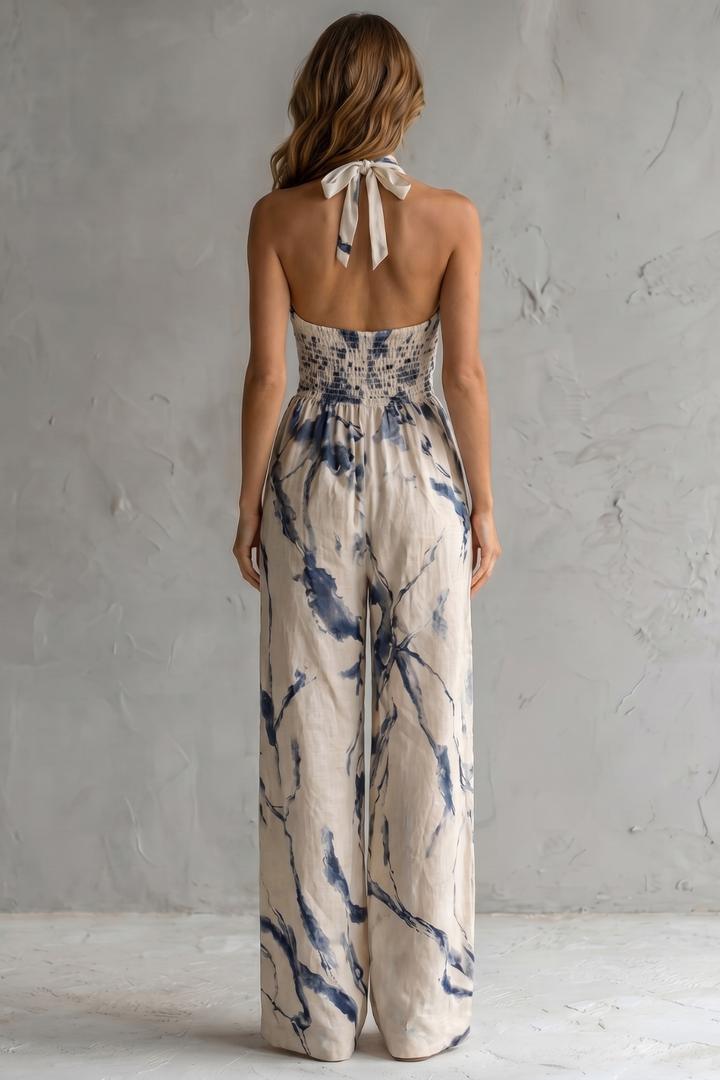 Women's Halter Neck Wide Leg Jumpsuit with Pockets - Jenvieve