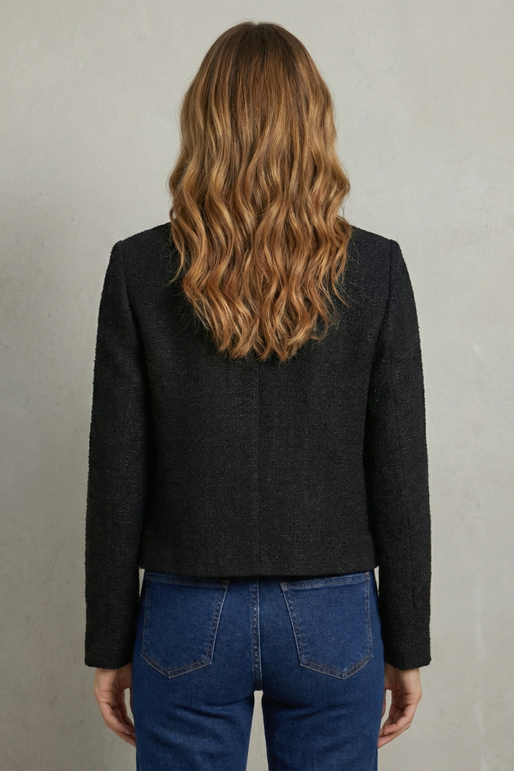 Women's Cropped Blazer with Round Neck - Vespriane