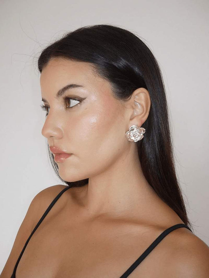 Solene 14K Gold & Silver Rose Earrings