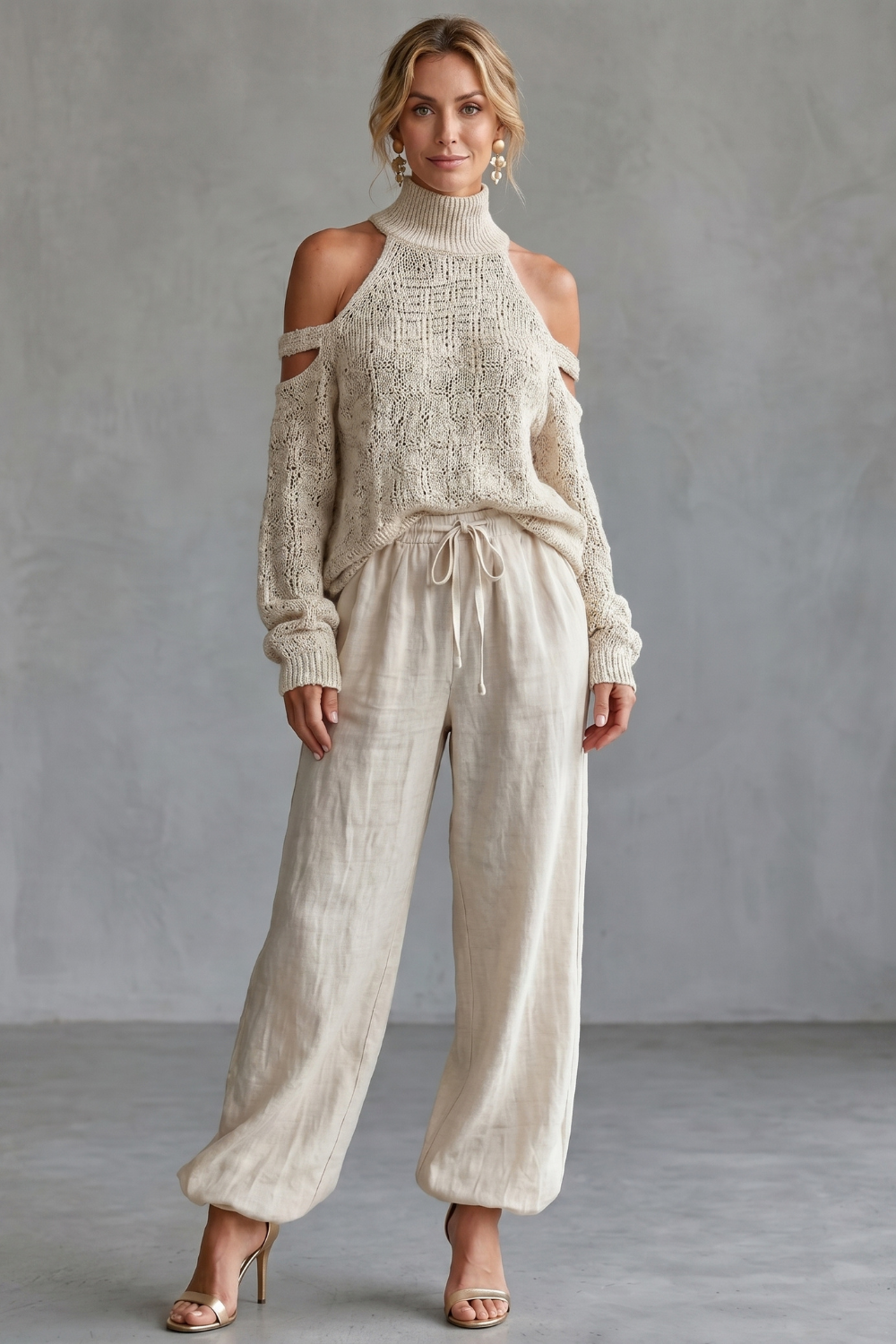 Women's Cold Shoulder Knit Top and Trouser Co-ord Set - Gaellenne