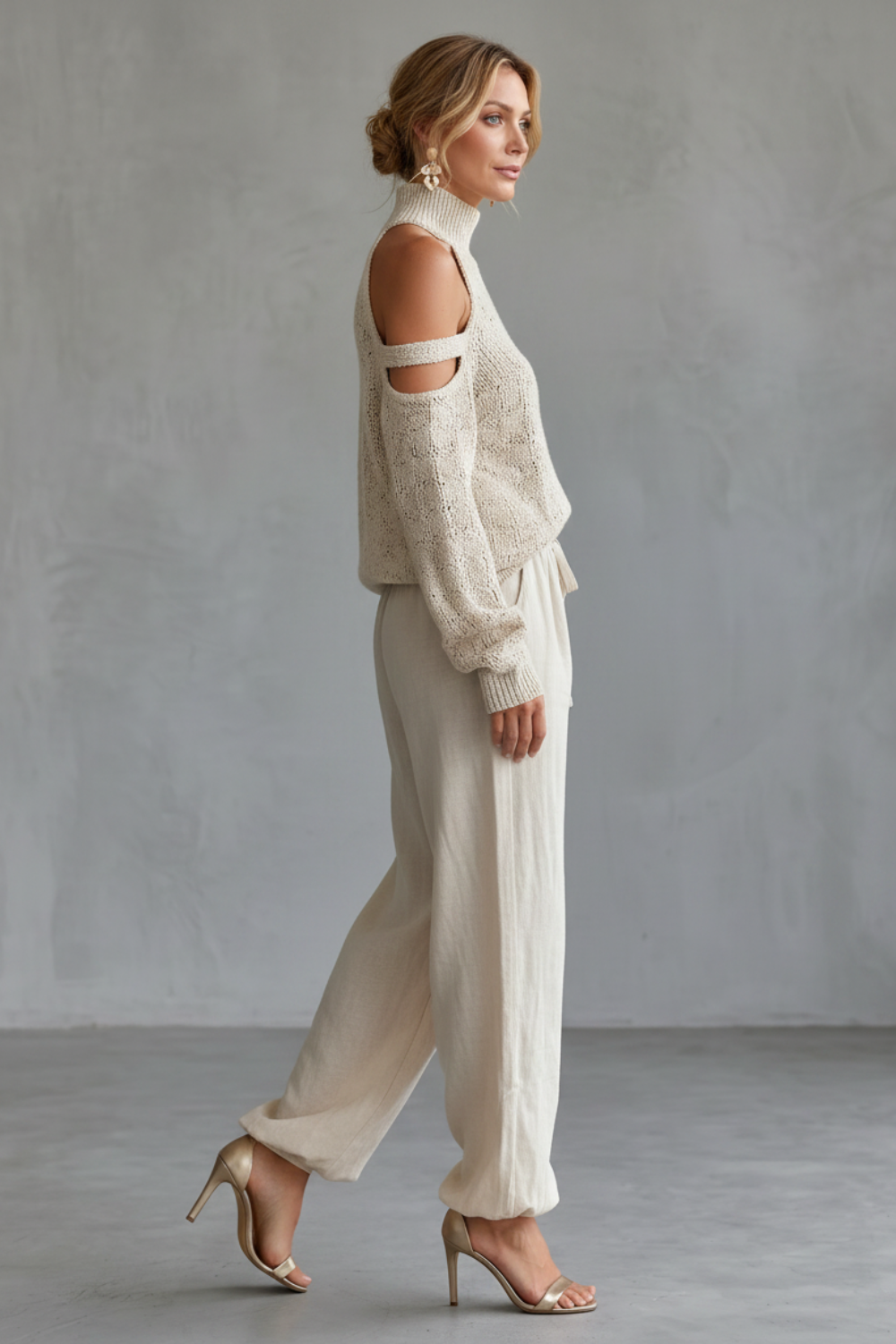 Women's Cold Shoulder Knit Top and Trouser Co-ord Set - Gaellenne