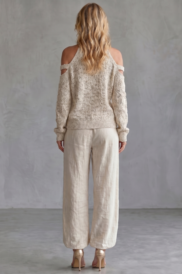 Women's Cold Shoulder Knit Top and Trouser Co-ord Set - Gaellenne