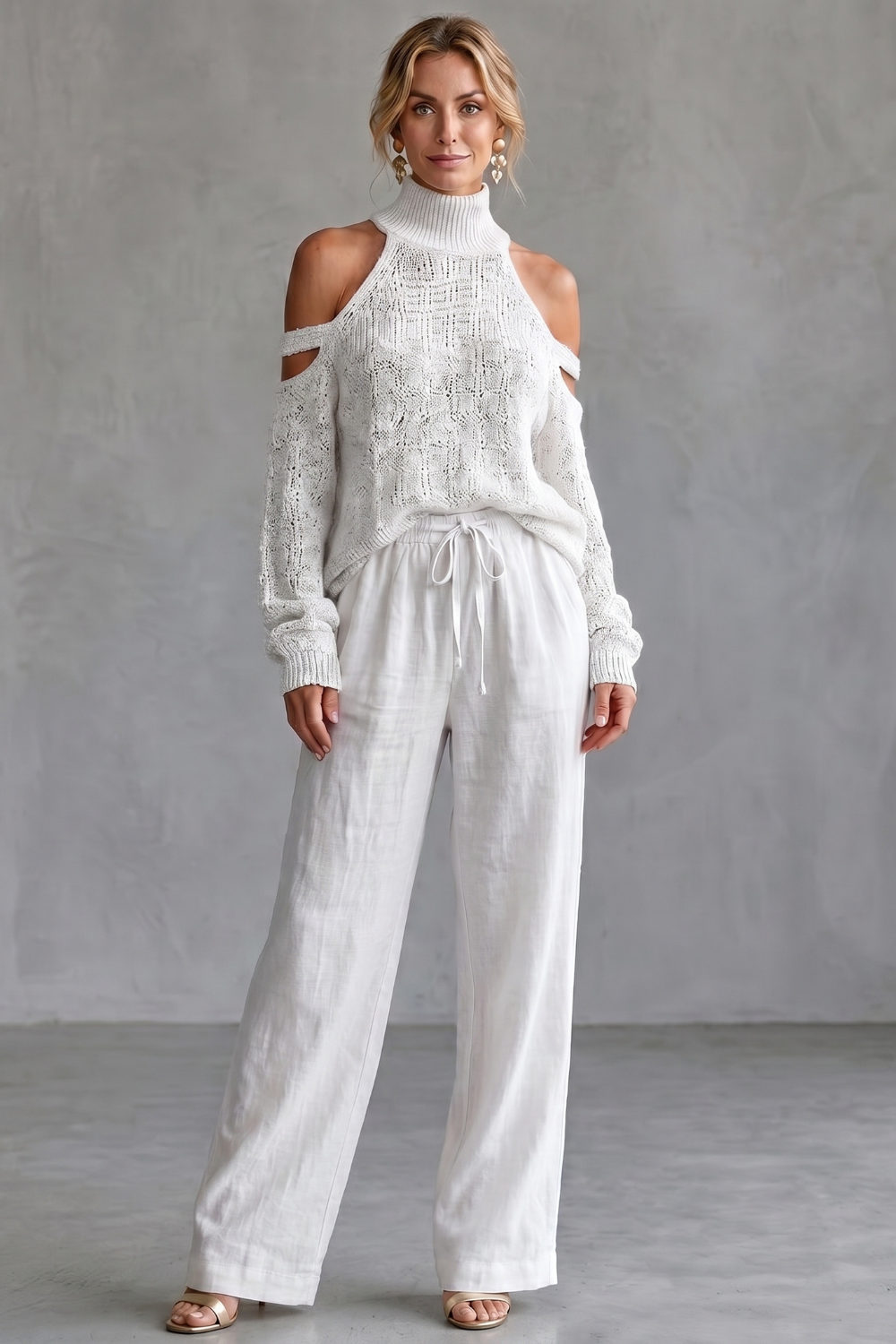 Women's Cold Shoulder Knit Top and Trouser Co-ord Set - Gaellenne