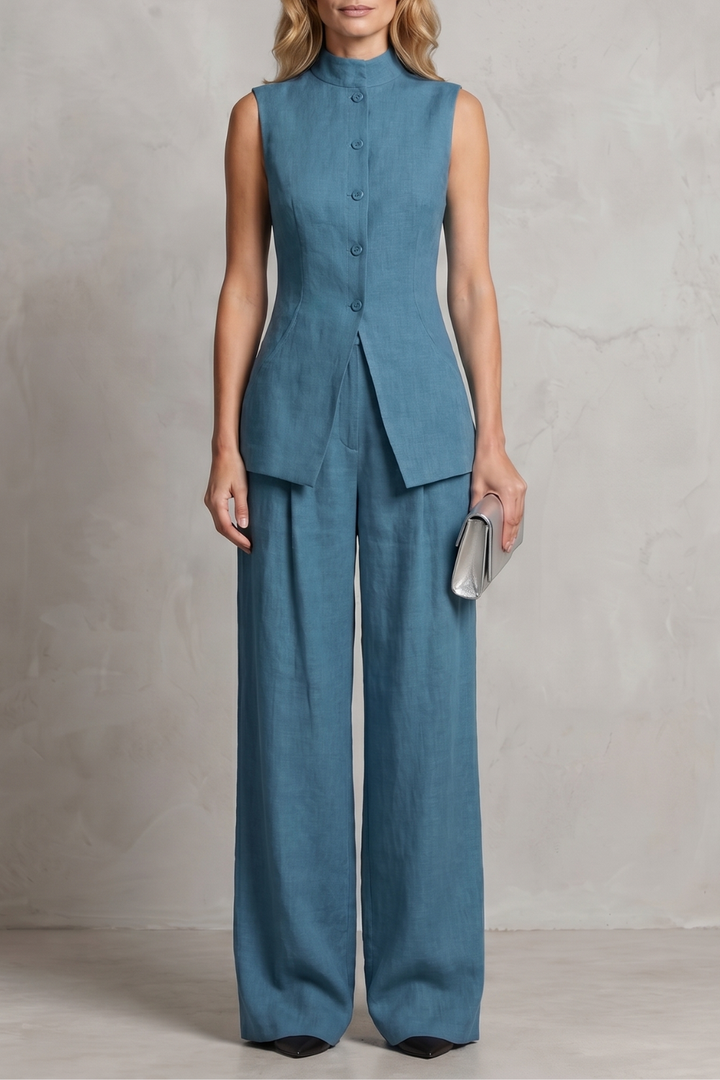 Women's Asymmetric Draped Top and Trouser Co-ord Set - Brisette