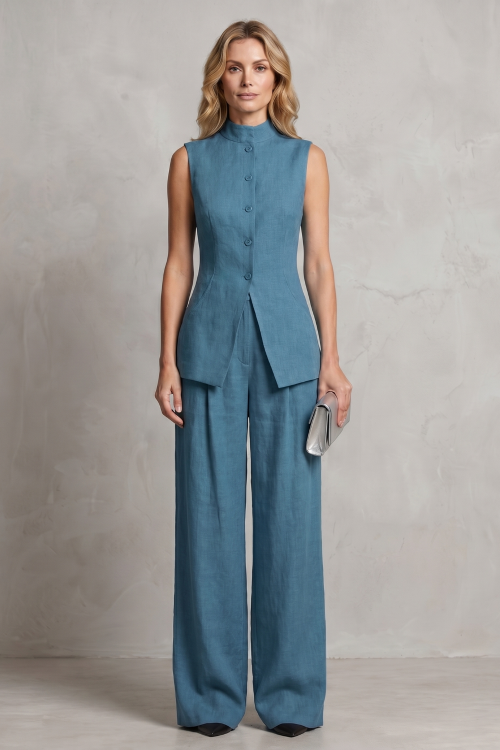 Women's Asymmetric Draped Top and Trouser Co-ord Set - Brisette