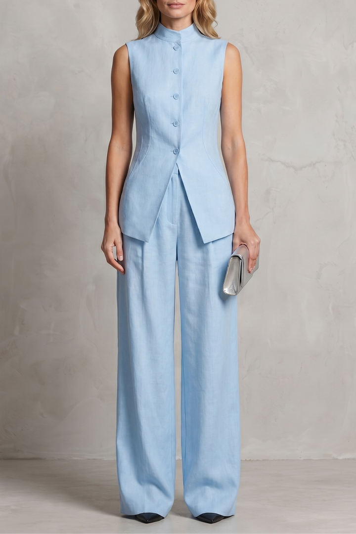 Women's Asymmetric Draped Top and Trouser Co-ord Set - Brisette