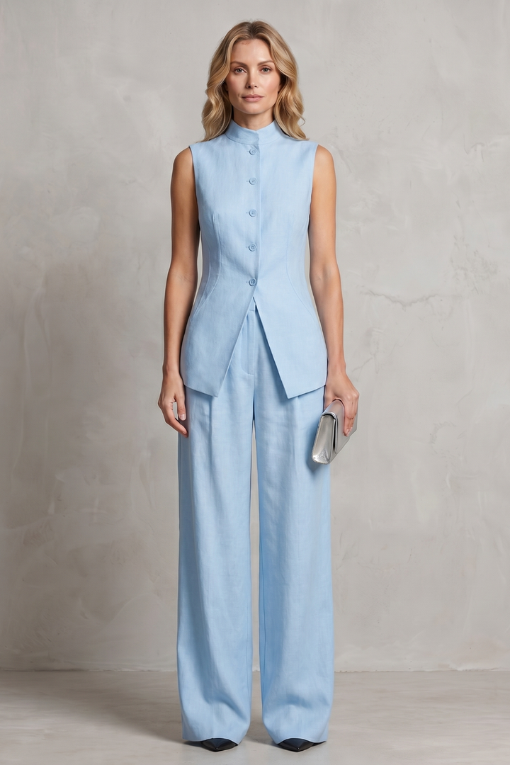 Women's Asymmetric Draped Top and Trouser Co-ord Set - Brisette