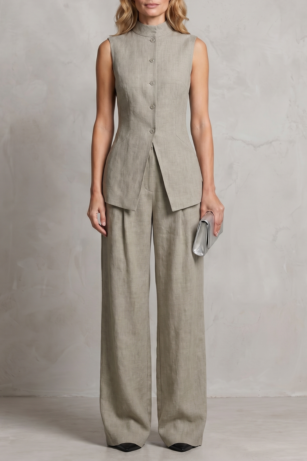 Women's Asymmetric Draped Top and Trouser Co-ord Set - Brisette