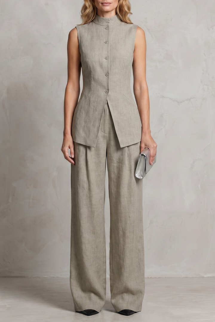 Women's Asymmetric Draped Top and Trouser Co-ord Set - Brisette