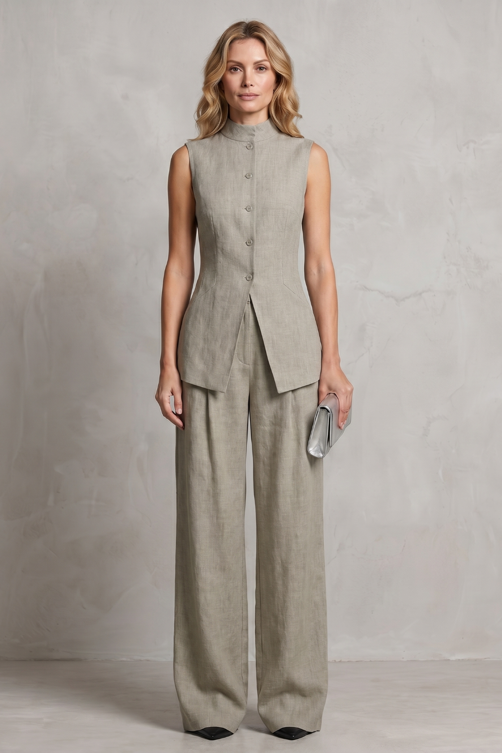 Women's Asymmetric Draped Top and Trouser Co-ord Set - Brisette