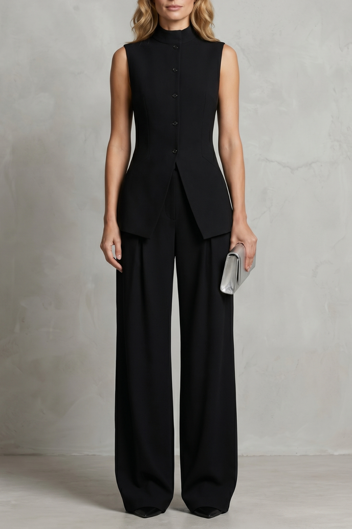 Women's Asymmetric Draped Top and Trouser Co-ord Set - Brisette