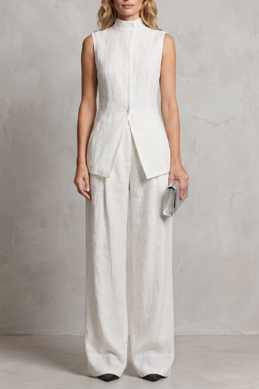 Women's Asymmetric Draped Top and Trouser Co-ord Set - Brisette