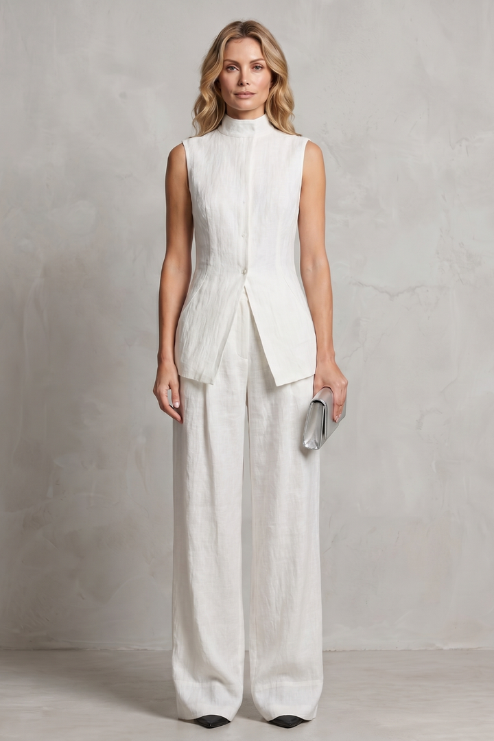 Women's Asymmetric Draped Top and Trouser Co-ord Set - Brisette