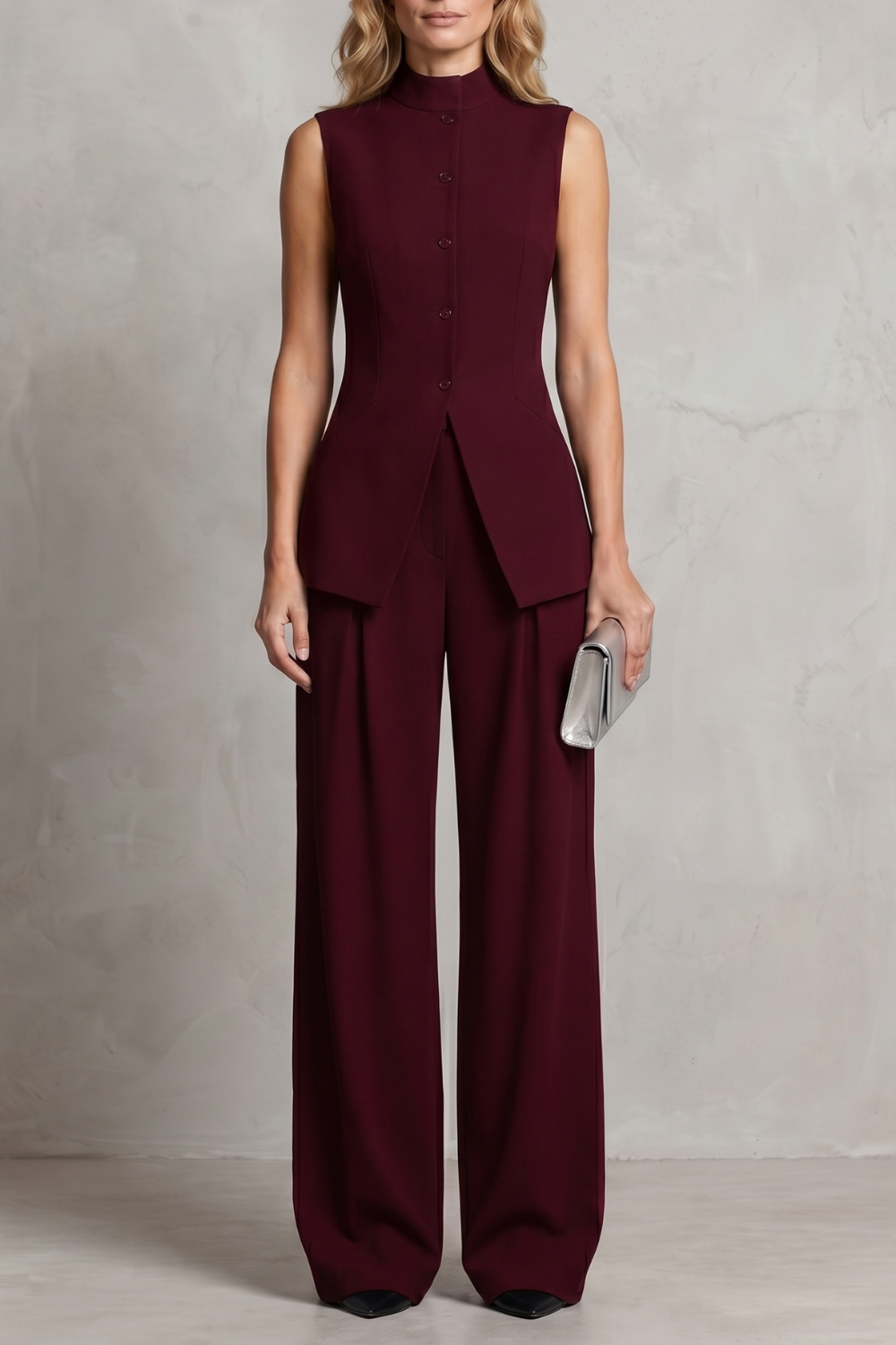 Women's Asymmetric Draped Top and Trouser Co-ord Set - Brisette