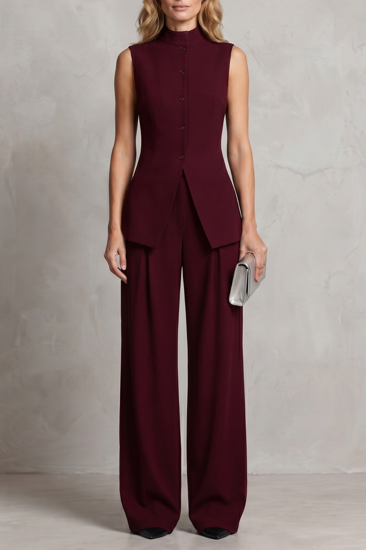 Women's Asymmetric Draped Top and Trouser Co-ord Set - Brisette