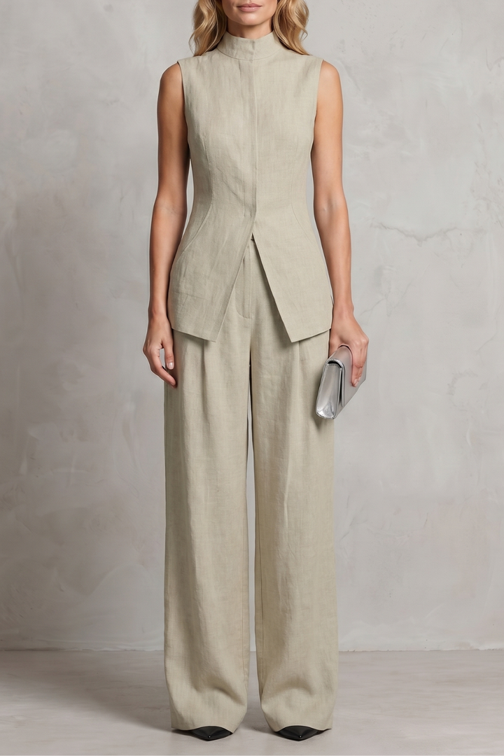 Women's Asymmetric Draped Top and Trouser Co-ord Set - Brisette