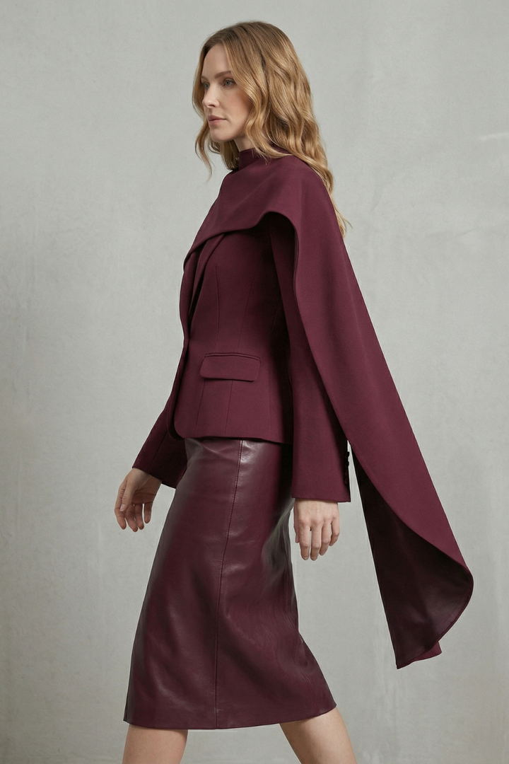 Women's Asymmetric Blazer with Draped Scarf Lapel - Wilhelmine