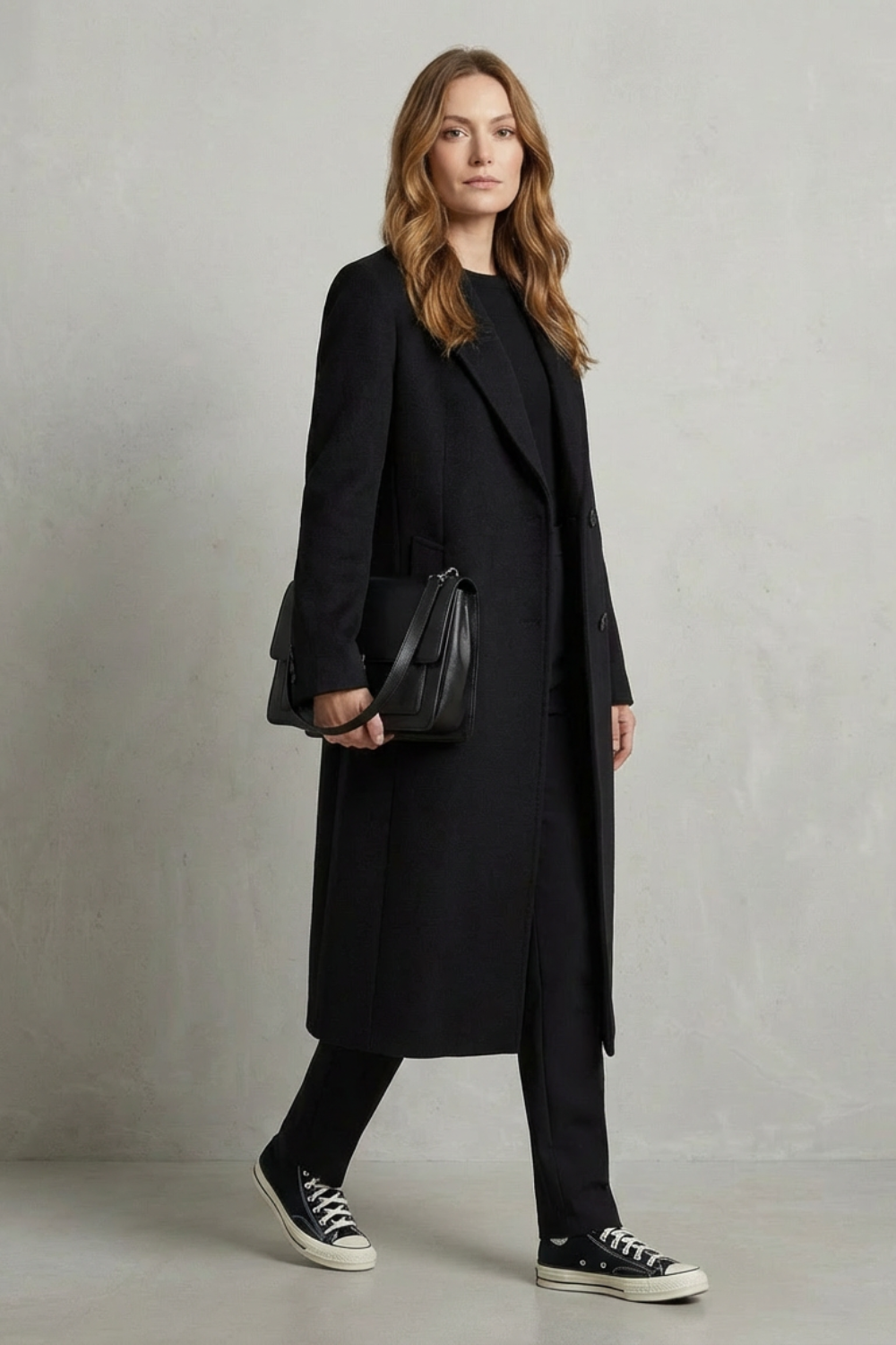 Women's Hepburn-Style Wool Overcoat in Herringbone Weave – Hazel